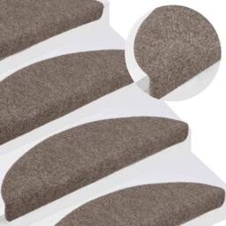 Berkfield Home Self-adhesive Stair Mats 15 pcs Cream 56x17x3 cm Needle Punch in Taupe - Size: Medium - thumbnail 6