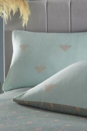 Furn Bee Deco Geometric Reversible Duvet Cover Set in Light Green - Size: Super King - thumbnail 2
