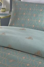 Furn Bee Deco Geometric Reversible Duvet Cover Set in Light Green - Size: Super King - thumbnail 3