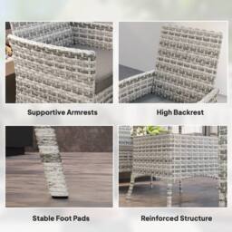 Wyld Haus Noha Mixed Grey Rattan 4 Seater Outdoor Dining Set Square Tempered - thumbnail 7