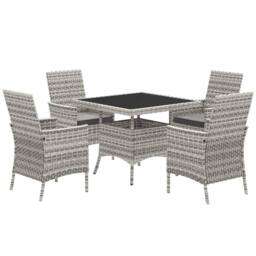 Wyld Haus Noha Mixed Grey Rattan 4 Seater Outdoor Dining Set Square Tempered - thumbnail 2