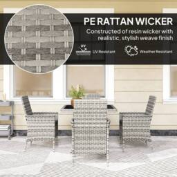 Wyld Haus Noha Mixed Grey Rattan 4 Seater Outdoor Dining Set Square Tempered - thumbnail 5