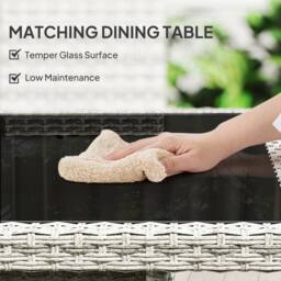 Wyld Haus Noha Mixed Grey Rattan 4 Seater Outdoor Dining Set Square Tempered - thumbnail 6