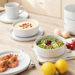 simpa White Vertical Edge Porcelain Dinner Set - Size: 18 Pack - thumbnail 6