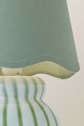 ValueLights Taffy Stripe Green Glass Table Lamp with Sage Scalloped Shade & Bulb in Pale Green - thumbnail 4