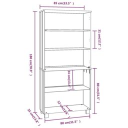 Berkfield Home Highboard HAMAR Solid Wood Pine Light Grey - thumbnail 6