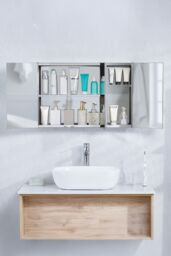 Home Discount Bath Vida Stainless Steel 3-Door Wall Cabinet (ALREADY ASSEMBLED) in Silver - thumbnail 3
