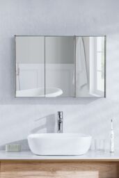 Home Discount Bath Vida Stainless Steel 3-Door Wall Cabinet (ALREADY ASSEMBLED) in Silver - thumbnail 5