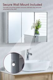 Home Discount Bath Vida Stainless Steel 3-Door Wall Cabinet (ALREADY ASSEMBLED) in Silver - thumbnail 6