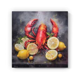 Warren Reed - Designer Lobster & Lemons Canvas - Size: w40 inch x h40 inch - thumbnail 2