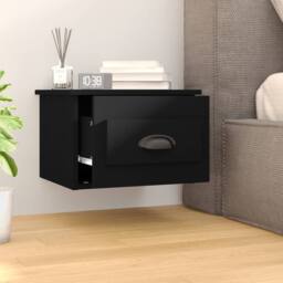Berkfield Home Elegant Wall-mounted Bedside Cabinet Black 41.5x36x28cm - Size: 41.5x36x28 cm - thumbnail 1