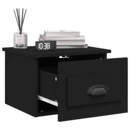 Berkfield Home Elegant Wall-mounted Bedside Cabinet Black 41.5x36x28cm - Size: 41.5x36x28 cm - thumbnail 4