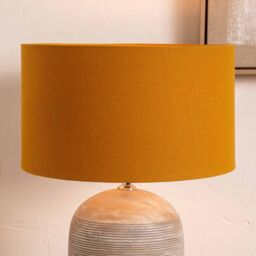 Ruma Mustard Yellow Cotton Cylinder Lamp Shade for Table Lamps & Floor Lamps - Size: 16 inches - thumbnail 1