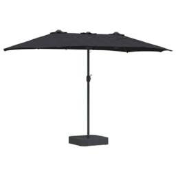 Berkfield Home Garden Parasol Folding Black 385 x 209 x 244 cm Fabric - thumbnail 6