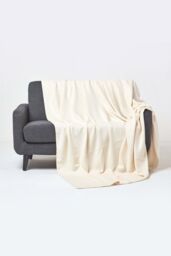 Homescapes Cotton Waffle Blanket Throw - Soft, Breathable & Skin-Friendly in Natural - Size: 250 cm x 230 cm