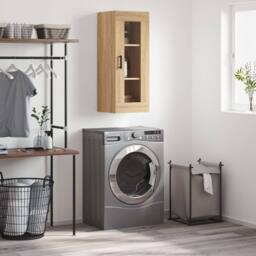 Berkfield Home Wall Mounted Cabinet Sonoma Oak 34.5x34x90 cm in Light Brown - thumbnail 2