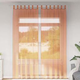 Berkfield Home Voile Curtains with Loops 2 pcs Terracotta 140x260 cm in Brown