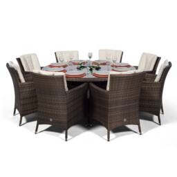 Thats Furniture Savannah Round 8 Seater Rattan Dining Set Ice Bucket Drinks Cooler in Brown - thumbnail 4