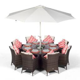 Thats Furniture Savannah Round 8 Seater Rattan Dining Set Ice Bucket Drinks Cooler in Brown - thumbnail 3