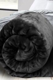 Ezysleep Large Faux Mink Super Soft Throw in Black - Size: 140 cm x 200 cm - thumbnail 2