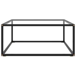 Berkfield Home Coffee Table Black with Tempered Glass 80x80x35 cm - Size: 80 x 80 x 35 cm - thumbnail 2