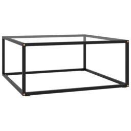 Berkfield Home Coffee Table Black with Tempered Glass 80x80x35 cm - Size: 80 x 80 x 35 cm - thumbnail 1