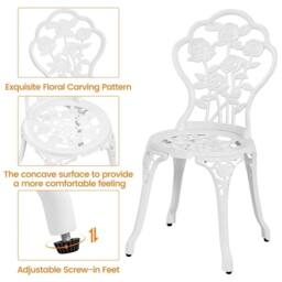 EONLION White Rose 3 Piece Patio Bistro Table Set with Umbrella Hole - thumbnail 3