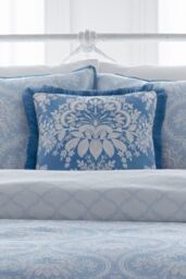 Appletree 'Alexia' Velvet Filled Cushion in Blue - Size: 43 cm x 43 cm - thumbnail 1