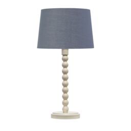 First Choice Lighting Bobbin - Ivory Lamp with Dark Grey & Gold Shade in White - thumbnail 1