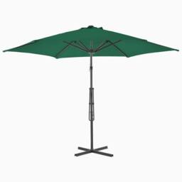 Berkfield Home Outdoor Parasol with Steel Pole 300 cm Green - thumbnail 1