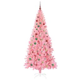 Berkfield Home Christmas Tree with 300 LEDs with Stand Pink 210 cm PVC - thumbnail 3