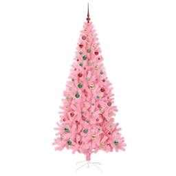Berkfield Home Christmas Tree with 300 LEDs with Stand Pink 210 cm PVC - thumbnail 6