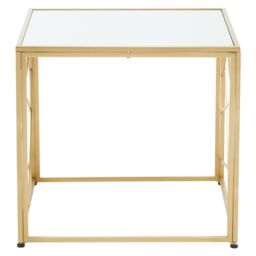 Orsina Stable Gold Finish Side Table With Mirror Top, Stylish Kitchen Side Table For Breakfast, Robust Side Table - thumbnail 3