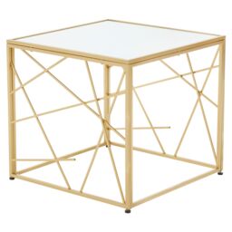 Orsina Stable Gold Finish Side Table With Mirror Top, Stylish Kitchen Side Table For Breakfast, Robust Side Table - thumbnail 2