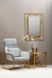 Orsina Stable Gold Finish Side Table With Mirror Top, Stylish Kitchen Side Table For Breakfast, Robust Side Table - thumbnail 4