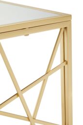 Orsina Stable Gold Finish Side Table With Mirror Top, Stylish Kitchen Side Table For Breakfast, Robust Side Table - thumbnail 6