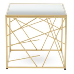 Orsina Stable Gold Finish Side Table With Mirror Top, Stylish Kitchen Side Table For Breakfast, Robust Side Table - thumbnail 1