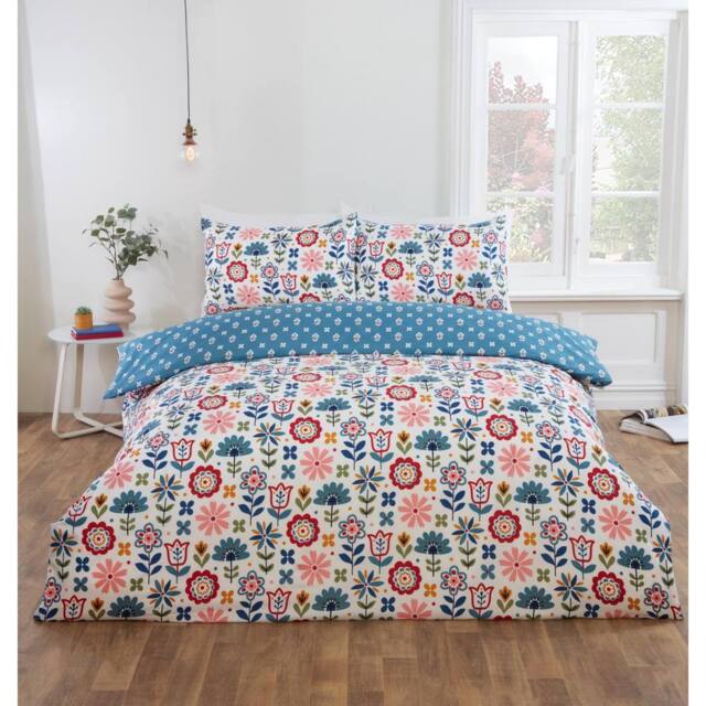 Rapport Home Olivia Microfibre Floral Duvet Cover Set with Pillowcase (Blue) in Blue - Size: Single - image 1