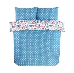 Rapport Home Olivia Microfibre Floral Duvet Cover Set with Pillowcase (Blue) in Blue - Size: Single - thumbnail 5