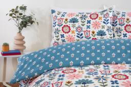 Rapport Home Olivia Microfibre Floral Duvet Cover Set with Pillowcase (Blue) in Blue - Size: Single - thumbnail 2