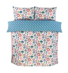 Rapport Home Olivia Microfibre Floral Duvet Cover Set with Pillowcase (Blue) in Blue - Size: Single - thumbnail 3