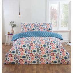 Rapport Home Olivia Microfibre Floral Duvet Cover Set with Pillowcase (Blue) in Blue - Size: Single - thumbnail 1