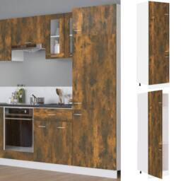 Berkfield Home Refrigerator Cabinet Smoked Oak 60x57x207 cm Engineered Wood in Brown - Size: 60 x 57 x 207 cm - thumbnail 1
