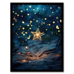 "Artery8 Bright Star Sparkler on Sand Magical Dreamy Framed Art Print in Blue - Size: W12"" x H16""" - thumbnail 1