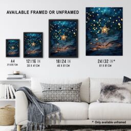 "Artery8 Bright Star Sparkler on Sand Magical Dreamy Framed Art Print in Blue - Size: W12"" x H16""" - thumbnail 3