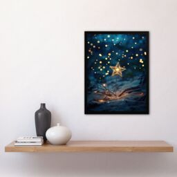 "Artery8 Bright Star Sparkler on Sand Magical Dreamy Framed Art Print in Blue - Size: W12"" x H16""" - thumbnail 4
