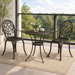 STILVORA Garden Bistro Set with aluminium structure in Bronze - thumbnail 1