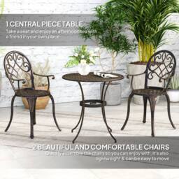 STILVORA Garden Bistro Set with aluminium structure in Bronze - thumbnail 5