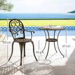 STILVORA Garden Bistro Set with aluminium structure in Bronze - thumbnail 4