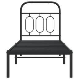 Berkfield Home Metal Bed Frame without Mattress with Headboard Black 75x190cm - Size: 75x190 cm - thumbnail 4